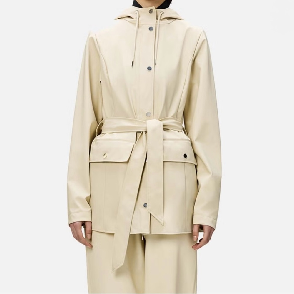 Cream Rains jacket with hood
